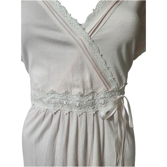 Eileen West Classical Touch Nightgown Large Pink Maxi V-Neck Lace Trim & Bow New - Picture 6 of 11